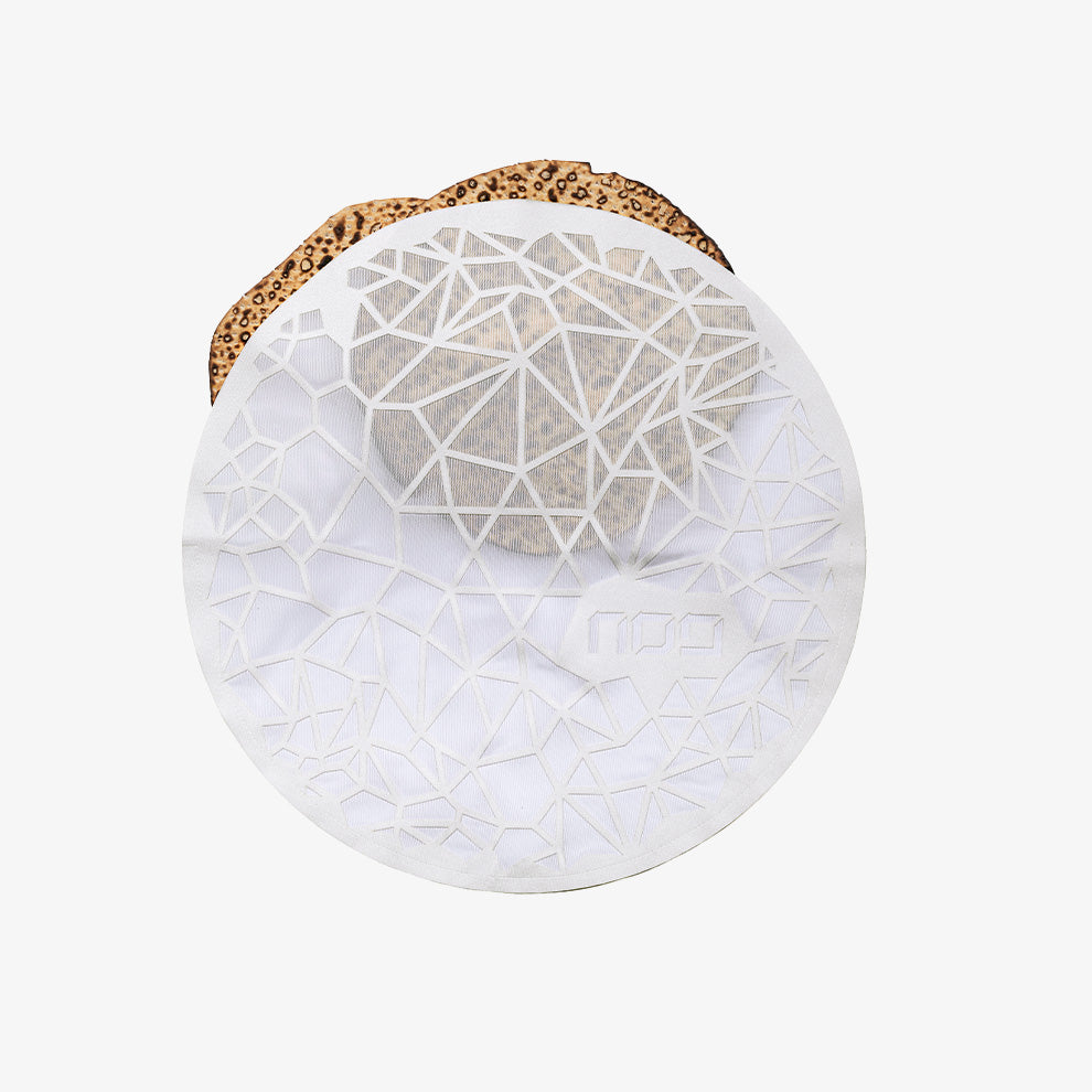 Geometric Matzah Cover Silver