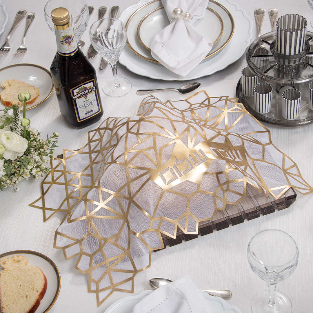 Challah Cover Geometric Gold